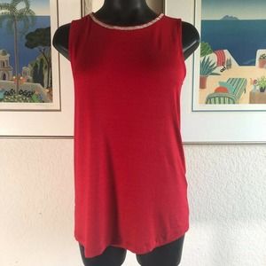 Banana Republic Red‎ Sequin Neckline Tank Top XS